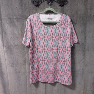 Crazy Train Aztec Print Slit Back Top Size XXL